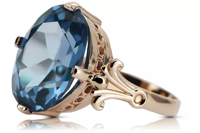 Кольцо Аквамарин Стерлинговое серебро с покрытием из розового золота Винтаж стиль vrc369rp